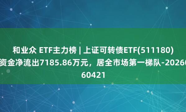 和业众 ETF主力榜 | 上证可转债ETF(511180)主力资金净流出7185.86万元，居全市场第一梯队-20260421