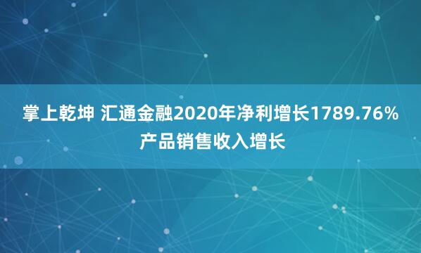 掌上乾坤 汇通金融2020年净利增长1789.76% 产品销售收入增长